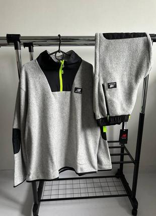 Спортивний костюм new balance сірий плюш з лого костюм нью беленс кофта, штани чоловічий s, m, l