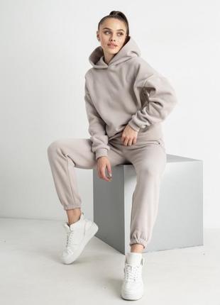 Спортивный костюм женский oversize из трехнитки на флисе yola бежевыйа