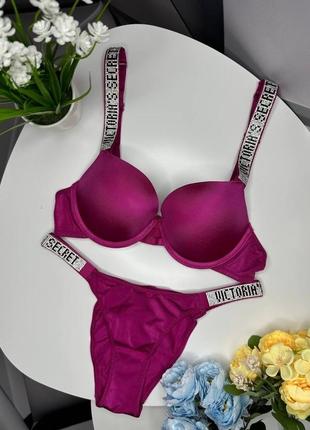 Комплект женский victoria’s secret rhinestone dark violet2 фото