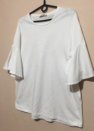 Футболка pull & bear oversize ruffle sleeve t-shirt - xl3 фото