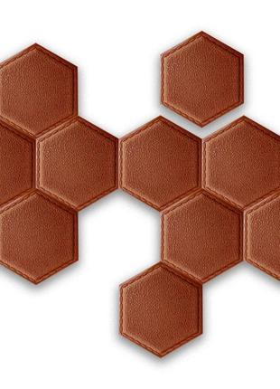 Декоративный самоклеящийся шестиугольник под кожу коричневый 200x230мм (1103) sw-000007434 фото