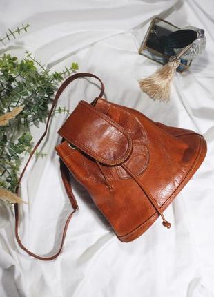 Вінтажна шкіряна сумка-мішок (vintage, натуральна шкіра, крос боді, літня сумка, сумочка)1 фото