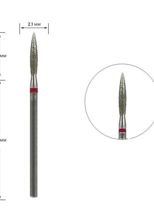 Алмазная фреза острое пламя ø 2.1 мм, красная насечка, 243l-021r