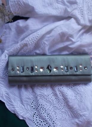 Красивий сірий клатч в каменях на ланцюжку jusie k