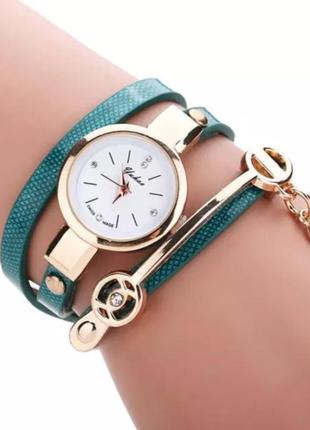 Стильний жіночий наручний годинник-браслет «green time» (зелений)