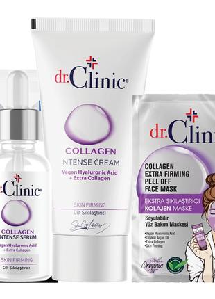 Набір dr.clinic collagen: інтенсивна сироватка з колагеном + крем + маска (30/50/12ml)