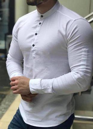 Мужская рубашка белая на пуговицах сверху турция