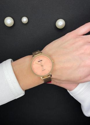Женские классические наручные часы с металлическим браслетом skmei 1291rg  розовое золото8 фото