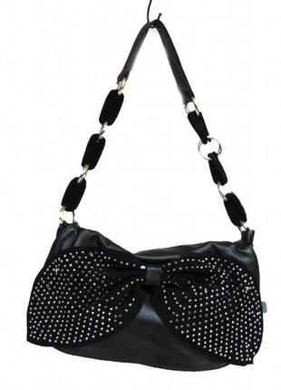 Сумка шкіряна з замшевою бантом натуральна шкіра з натуральної шкіри зі стразами 1880