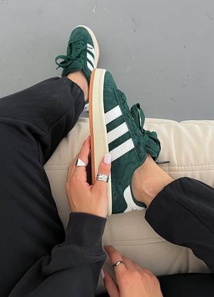 Женские кеды adidas campus green из натуральной замши9 фото