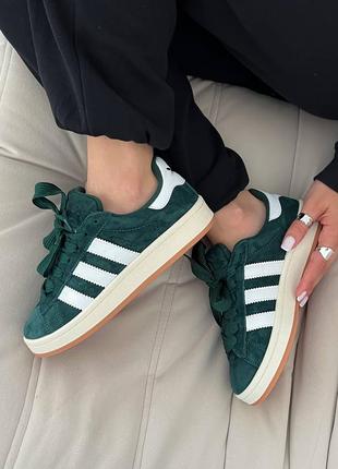 Женские кеды adidas campus green из натуральной замши5 фото