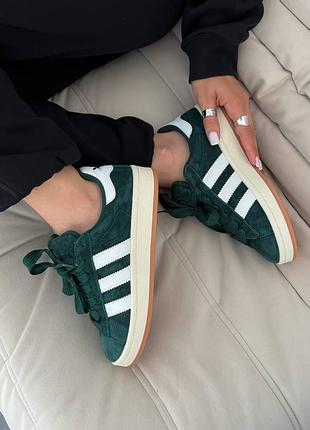 Женские кеды adidas campus green из натуральной замши6 фото