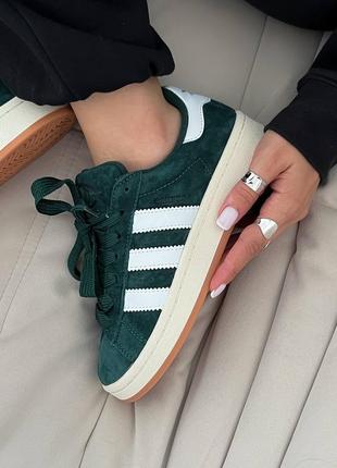 Женские кеды adidas campus green из натуральной замши4 фото