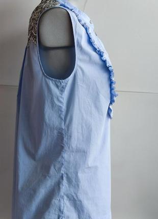 Блуза  twinset блакитного кольору з мереживом3 фото