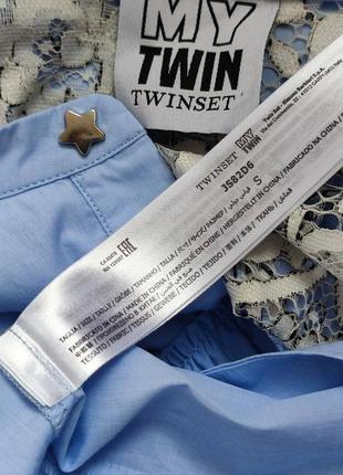 Блуза  twinset блакитного кольору з мереживом7 фото