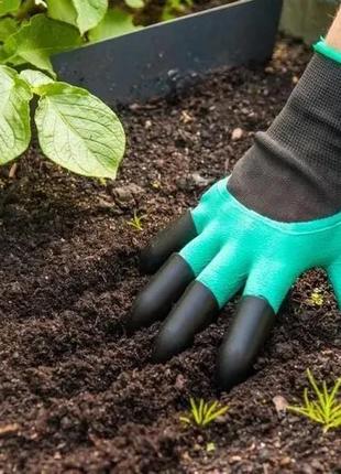 Садові рукавички з кігтями garden gloves для саду та городу3 фото