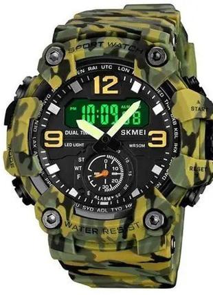 Годинник наручний чоловічий skmei 1965cmgn camo green, військовий чоловічий наручний годинник зелений. колір: камуфляж2 фото