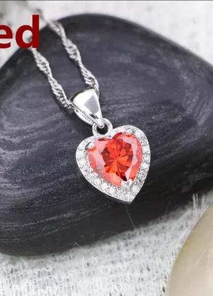 Оригинальное колье "алмазное сердце в серебре" кулон с цирконами на цепочке в коробочке на подарок девушке7 фото