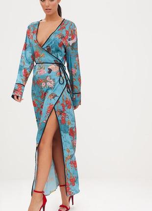 Платье кимоно, редкая вещь, на запах от zara длинное стильное японский принт2 фото