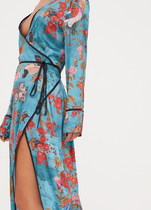 Платье кимоно, редкая вещь, на запах от zara длинное стильное японский принт5 фото
