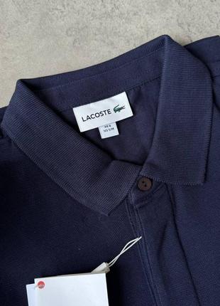 Мужская темно-синя футболка поло lacoste темно-синя чоловіча поло lacoste оригінал4 фото