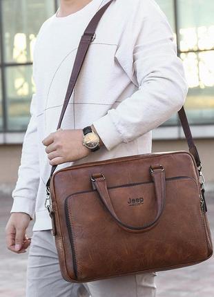 Мужская сумка для документов а4 мужской портфель деловой для бумаг jeep8 фото