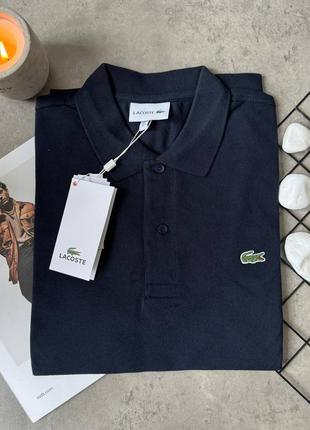 Мужская темно-синяя футболка поло lacoste темно-синя чоловіча поло lacoste оригінал