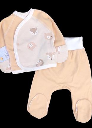 Комплект 2в1: льоля, повзунки "принт", інтерлок тм “happy tot” (сорочечка з повзунками)