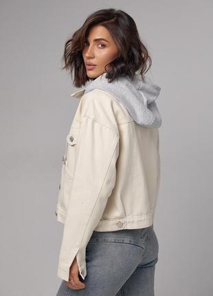 Джинсова куртка жіноча з капюшоном4 фото