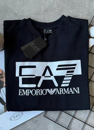 Мужской чёрный свитшот кофта emporio armani чорний світшот emporio armani