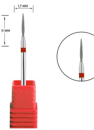 Фреза алмазная habibi острое пламя ø 1,7 мм, h 11 мм (красная насечка) №67