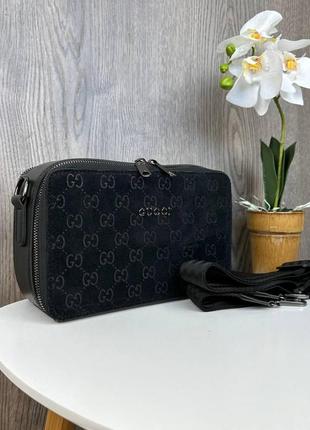 Жіноча замшева сумочка клатч в стилі гучі, міні сумка на ланцюжку gucci топ продаж