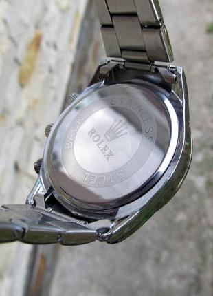 Білий наручний годинник з чоним циферблатом rolex/roлекс8 фото