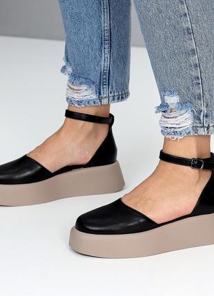 Sale оригинальные черные женские туфли на платформе танкетке летние эко-кожа лето