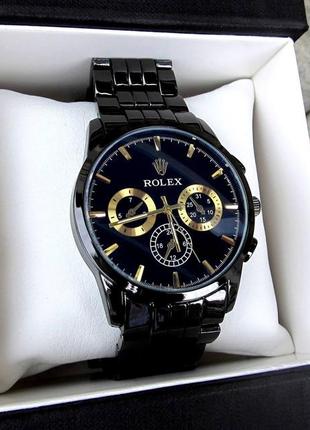 Чоловічий чорний наручний годинник rolex / ролекс