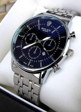 Чоловічий срібний кварцовий наручний годинник rolex / ролекс5 фото