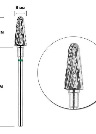 Фреза твердосплавная конус усеченный диаметр 6 мм staleks pro, зеленая1 фото