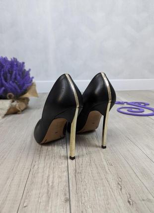 Женские кожаные туфли nescior на шпильке чёрные размер 369 фото