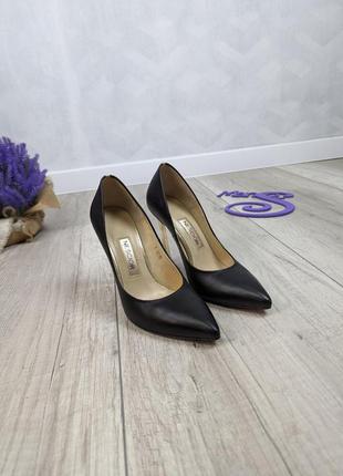 Женские кожаные туфли nescior на шпильке чёрные размер 362 фото