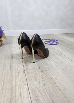 Женские кожаные туфли nescior на шпильке чёрные размер 368 фото