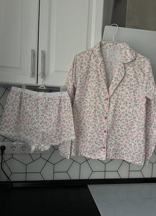 Піжама pinterest,піжама бавовна, піжама koquette, піжама рубашка шорти, піжама в квітку