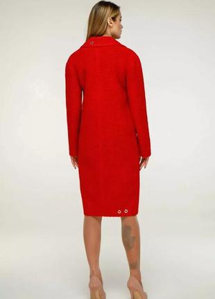 Женское красное двубортное пальто2 фото