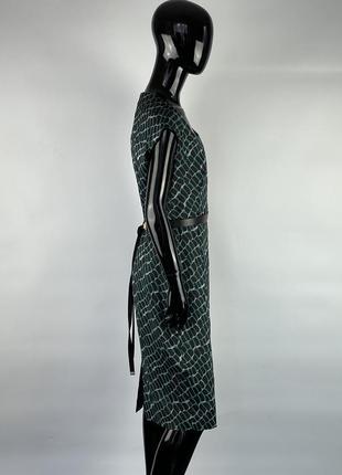 Шелковое платье миди с поясом2 фото