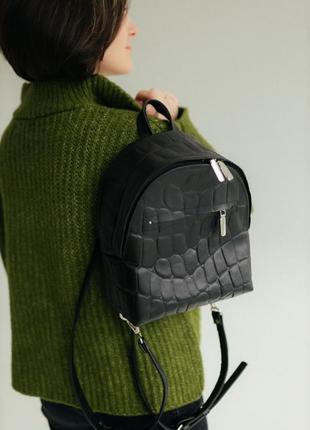 Черный кожаный рюкзак, женский рюкзак из кожи, женский рюкзак1 фото