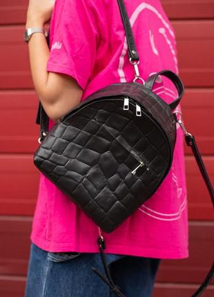 Черный кожаный рюкзак, женский рюкзак из кожи, женский рюкзак6 фото