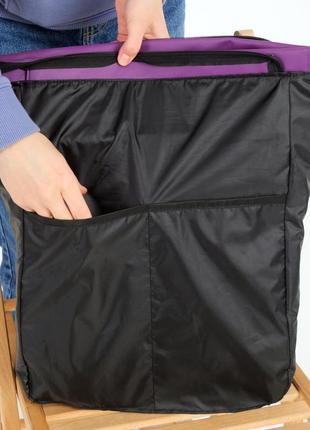 Женский шопер-рюкзак, кросс-боди комбинированный цвет черный/серый клапан из экокожи9 фото