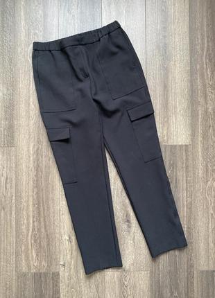 Фірмові чорні штани карго прямі з карманами висока талія l3 фото