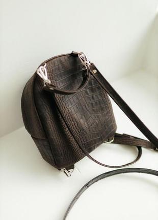 Коричневий кожаный рюкзак, женский рюкзак из кожи, кожаный рюкзак3 фото
