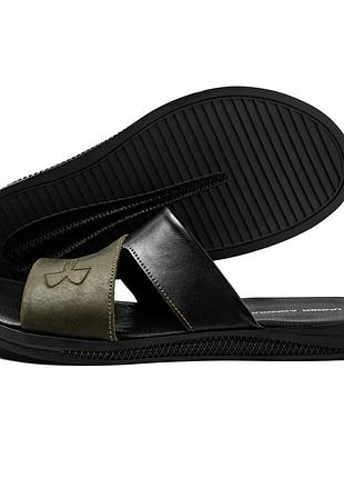 Мужские кожаные  летние шлепанцы-сланцы under Microg armour