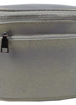 Шкіряна жіноча сумка fashion instinct срібляста4 фото